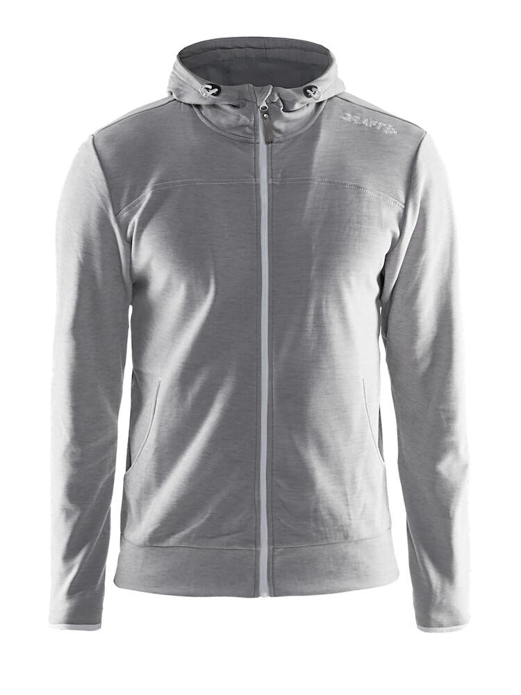 Craft - Leisure Full Zip Hood M Grey Melange/White/Grey Melange 3XL