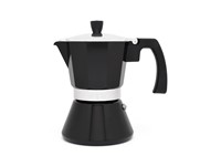 Espressomaker Tivoli, zwart, 6 cups, rvs/aluminium