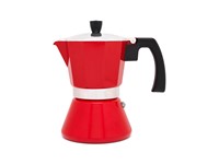 Espressomaker Tivoli, rood, 6 cups, rvs/aluminium