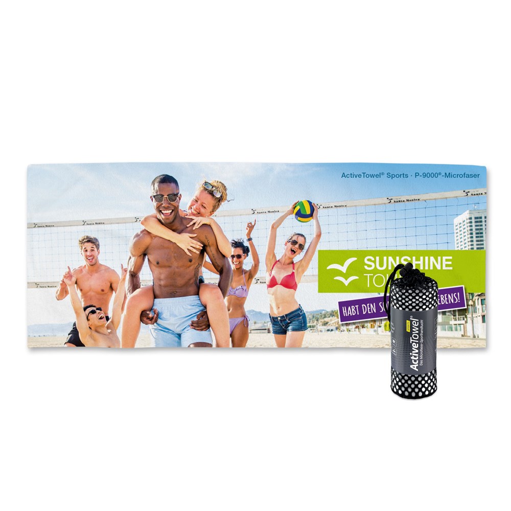 ActiveTowel® Sports 180x70 cm met standaard papierbanderole, all inclusive pakket