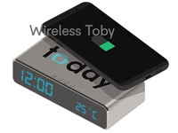 Draadloze oplader Toby 5W met digitale klok-wekker-temp. zilvergrijs