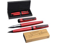 Metalen pennenset in rood-zwart