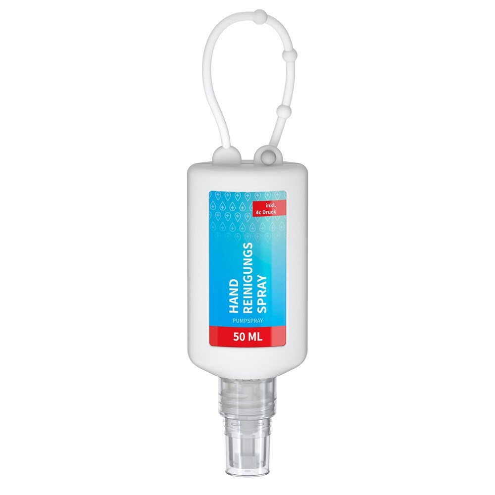 Handreinigingsspray, Bumper 50 ml, wit, Body Label (R-PET)