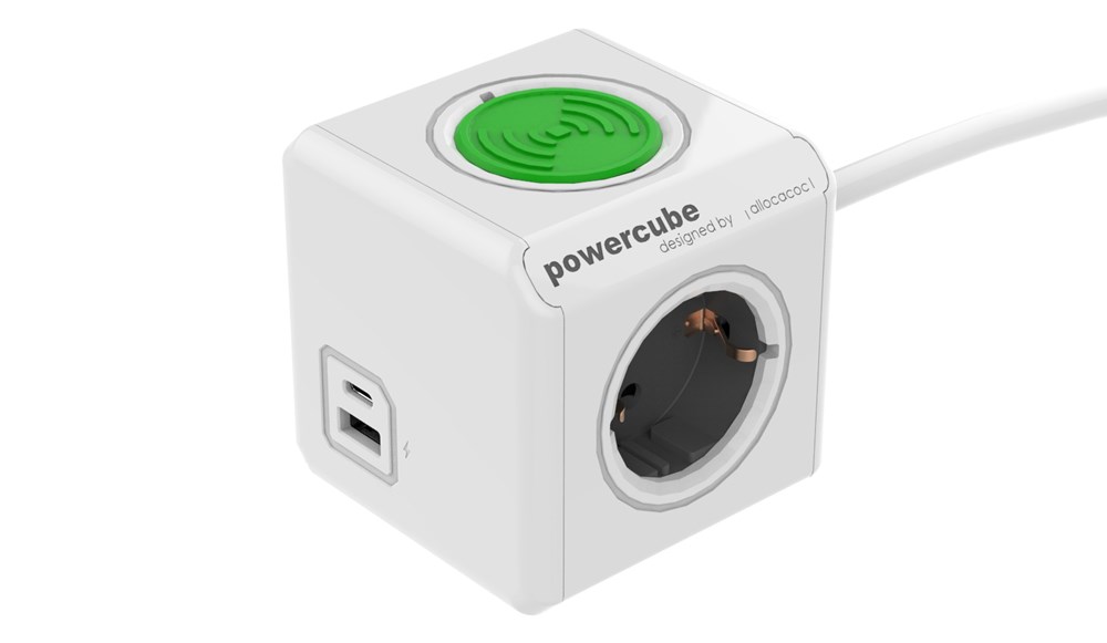 PowerCube Extended USB A+C Wireless charger, 1.5mtr cable