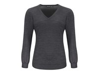 Merino V-neck Woman Dark Grey melange XL