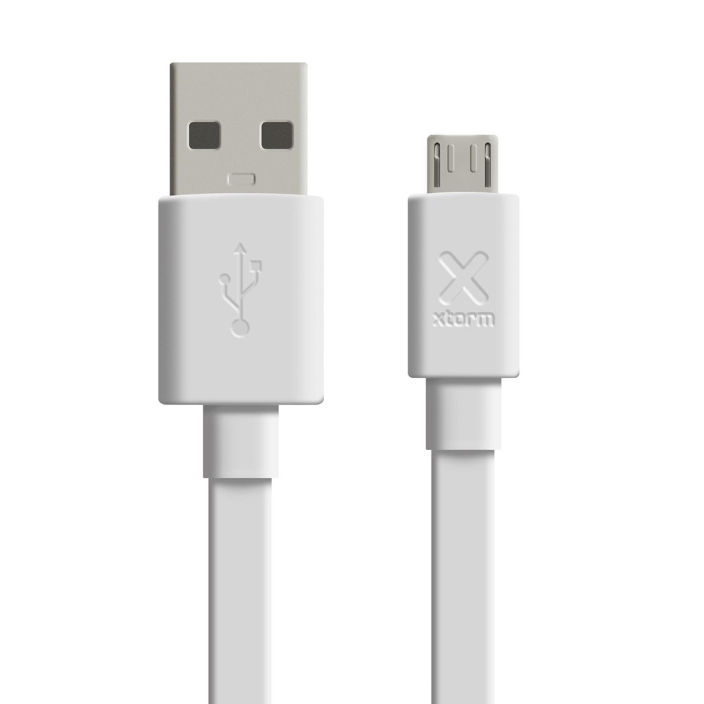 Flat USB to Micro USB cable (1m) White